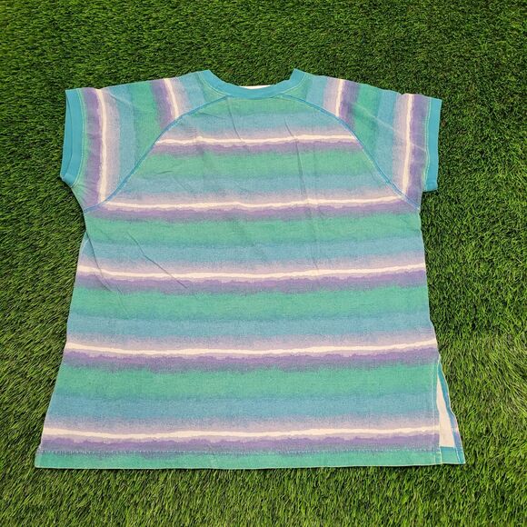 Vintage 90s Surfer Shirt Womens Large 24x26 Baggy Striped - Picture 3 of 15